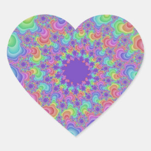 Pastel Rainbow Fractal Heart Sticker