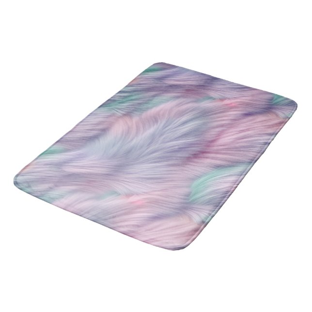 Pastel Rainbow Fur Bath Mat (Angled)