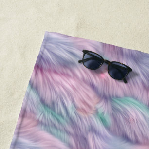 Pastel Rainbow Fur Beach Towel