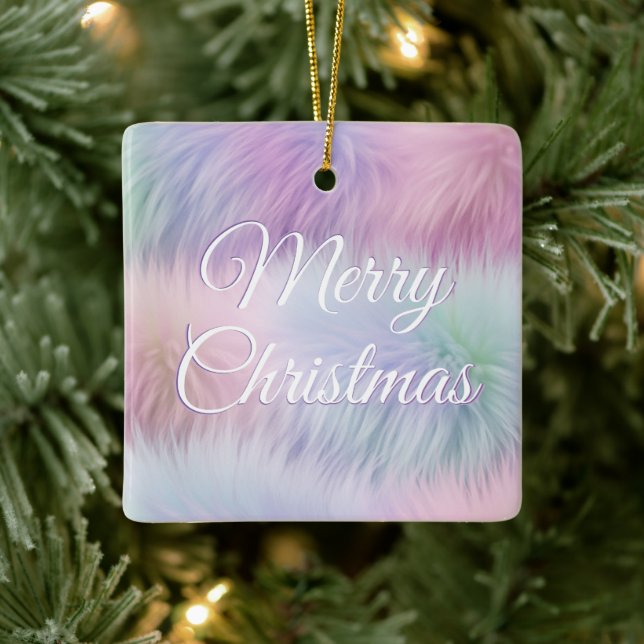 Pastel Rainbow Fur Ceramic Ornament (Tree)