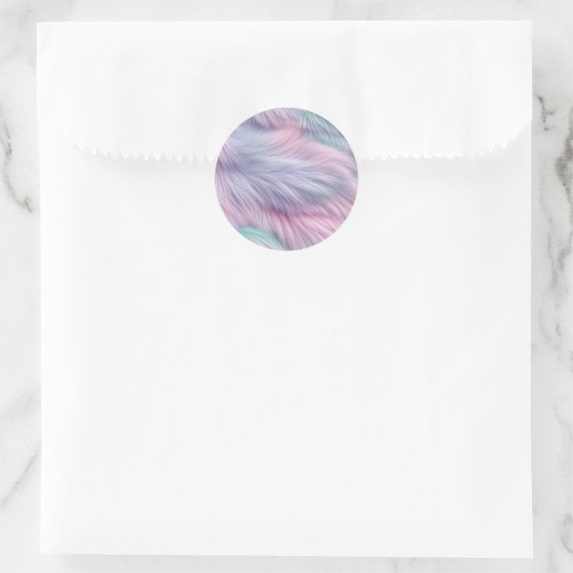 Pastel Rainbow Fur Classic Round Sticker (Bag)