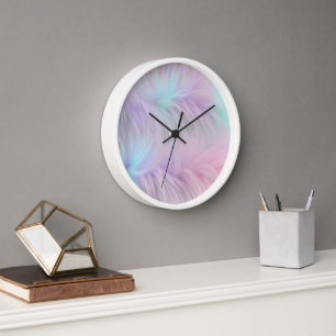 Pastel Rainbow Fur Clock