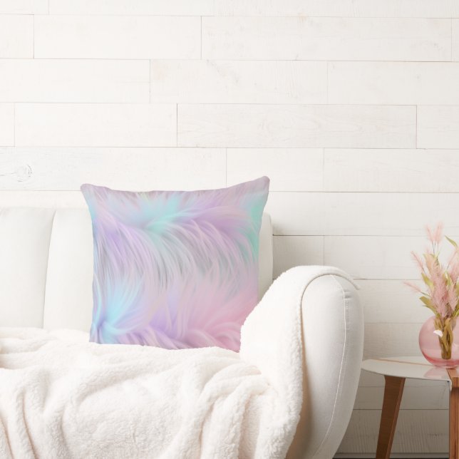 Pastel Rainbow Fur Cushion (Couch)