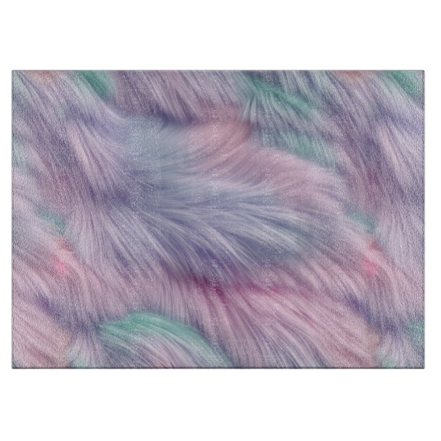 Pastel Rainbow Fur Cutting Board (Front)