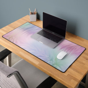Pastel Rainbow Fur Desk Mat
