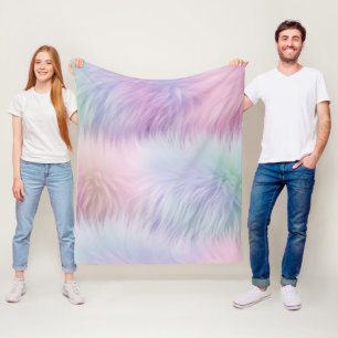 Pastel Rainbow Fur Fleece Blanket