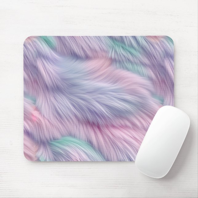 Pastel Rainbow Fur Mouse Pad (With Mouse)