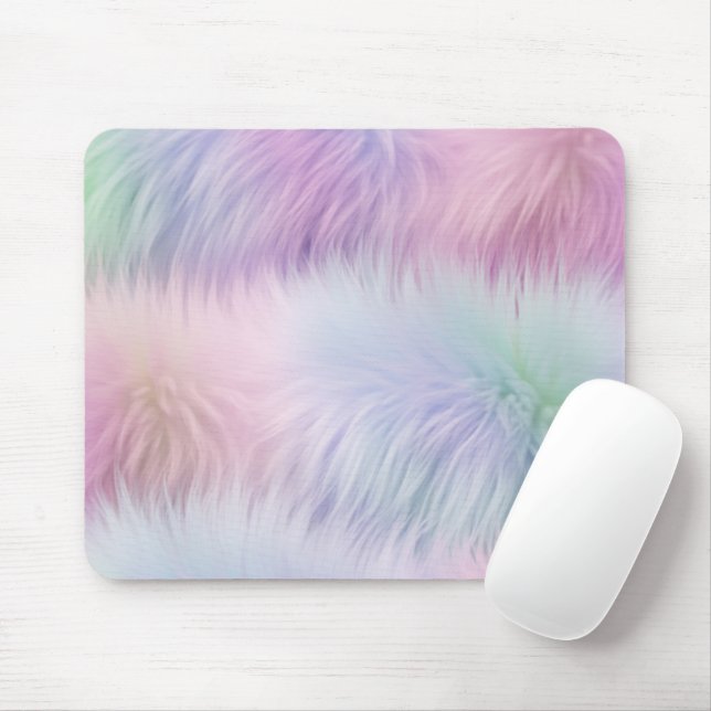 Pastel Rainbow Fur Mouse Pad (With Mouse)
