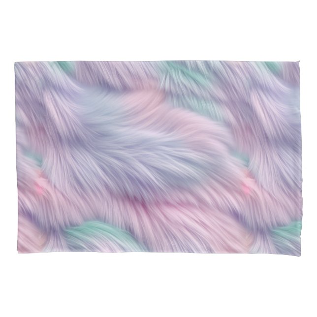 Pastel Rainbow Fur Pillowcase (Front)