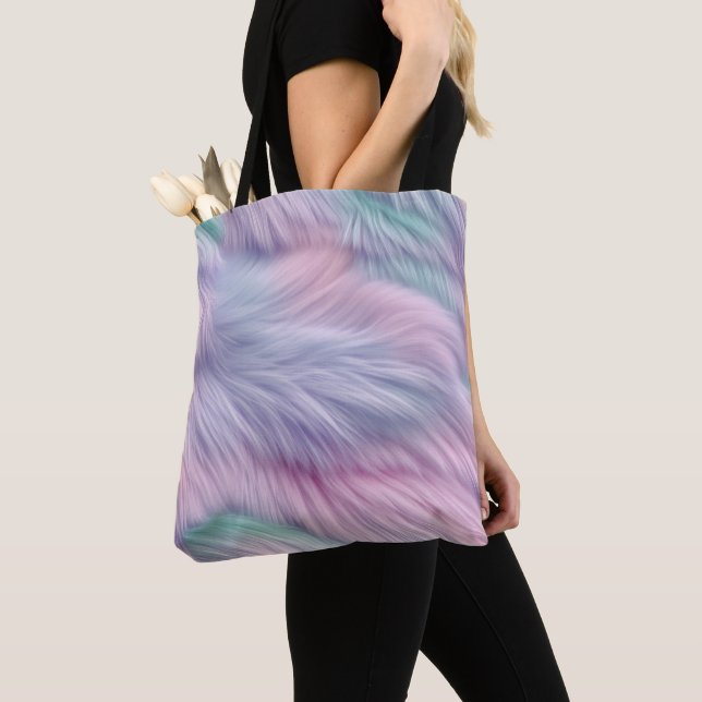 Pastel Rainbow Fur Tote Bag (Close Up)