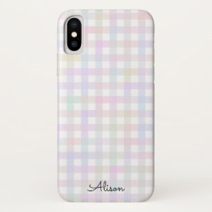 Pastel Rainbow Gingham Personalised Phone Case