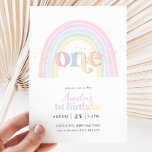 Pastel Rainbow Girls 1st Birthday Party Invitation<br><div class="desc">Pastel Rainbow  - A cute rainbow themed 1st birthday invitation for your little girls birthday party. Matching items available!</div>