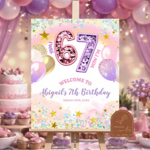 Pastel Rainbow Glitter 67 Birthday Party Poster