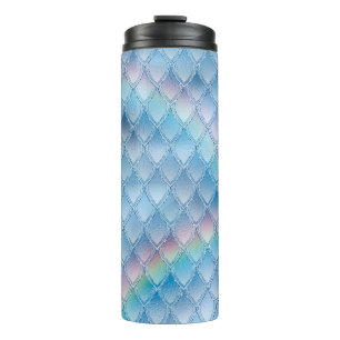 Pastel Rainbow Glitter Dragon Scale Pattern Thermal Tumbler