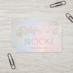 pastel rainbow glitter effect design business card