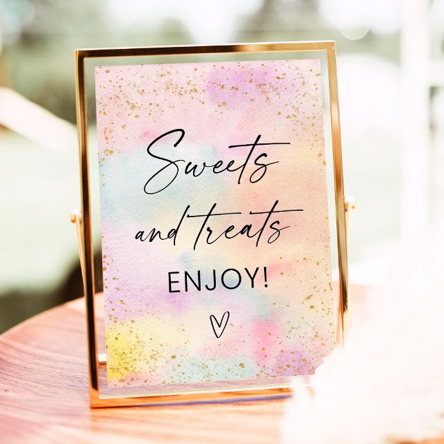 Pastel Rainbow Gold Sweet Treats Birthday Sign (Creator Uploaded)