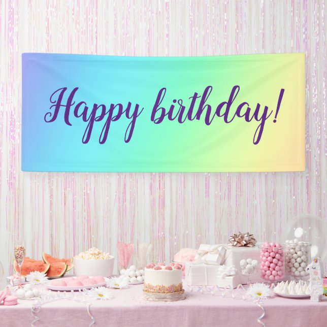 Pastel Rainbow Gradient Birthday Banner (Party)