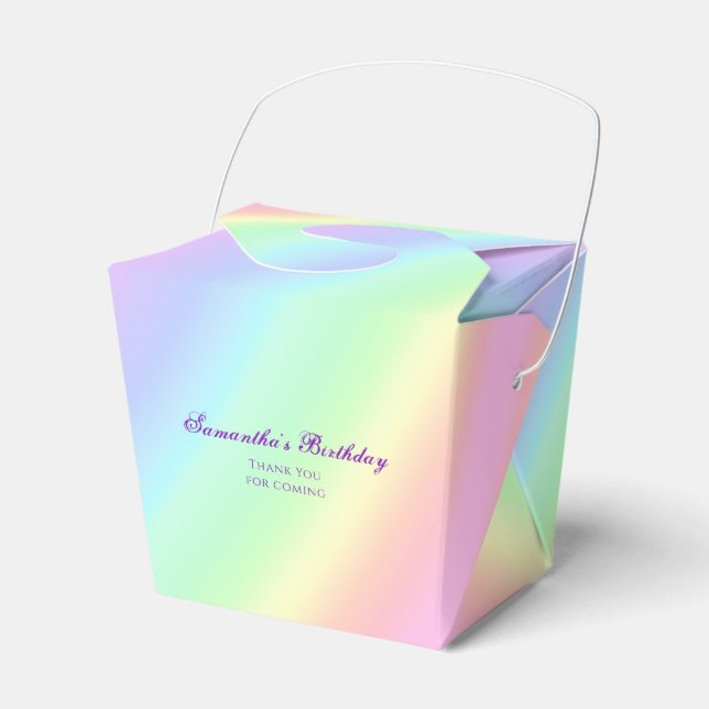 Pastel Rainbow Gradient Birthday Thank You Favour Box (Front Side)