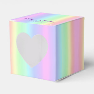 Pastel Rainbow Gradient Birthday Thank You Heart Favour Box