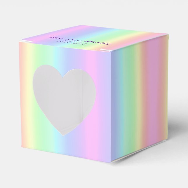 Pastel Rainbow Gradient Birthday Thank You Heart Favour Box (Front Side)