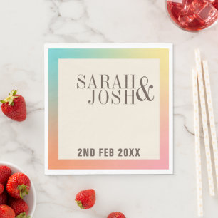 Pastel Rainbow Gradient Minimal Elegant Wedding  Napkin