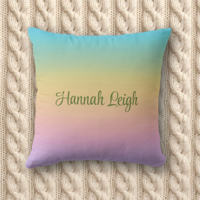 Pastel Rainbow Gradient Ombre Custom Name Cushion (Creator Uploaded)