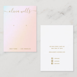 Pastel Rainbow Gradient Script Earring Display Bu Business Card