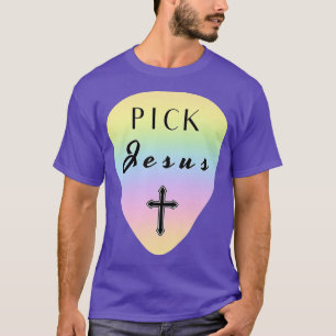 Pastel Rainbow Guitar Pick Pun Pick Jesus Christia T-Shirt