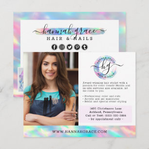 Pastel Rainbow Hair Nails Business Marketing Photo Postcard
