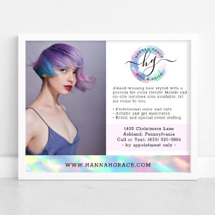 Pastel Rainbow Hair Nails Business Marketing Photo Poster