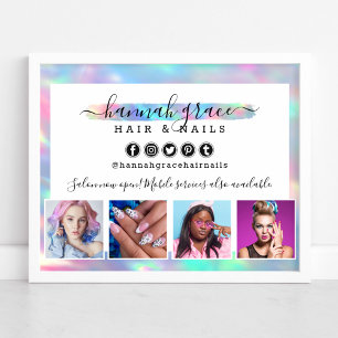 Pastel Rainbow Hair Nails Business Marketing Photo Poster