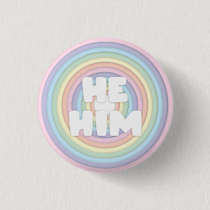 Pastel Rainbow He/Him Pronouns  3 Cm Round Badge