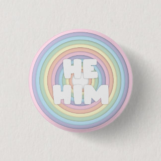 Pastel Rainbow He/Him Pronouns 3 Cm Round Badge