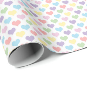 Pastel Rainbow Heart Pattern Wrapping Paper