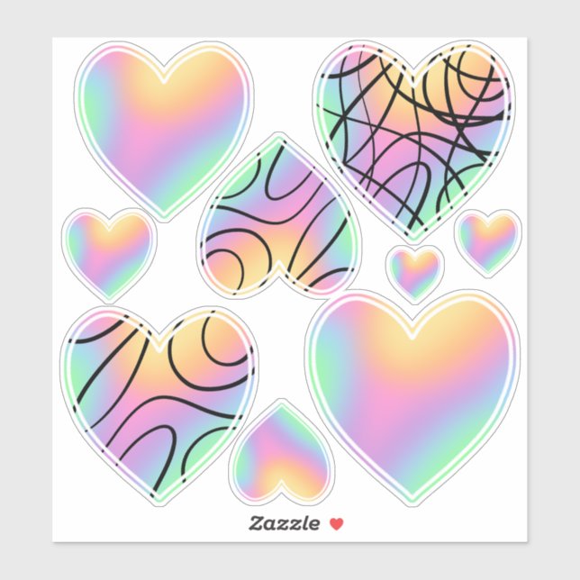 Pastel Rainbow Heart Stickers (Sheet)
