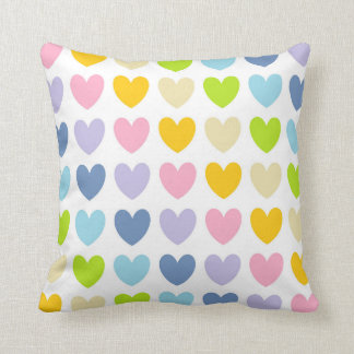 Pastel Rainbow Hearts Cushion