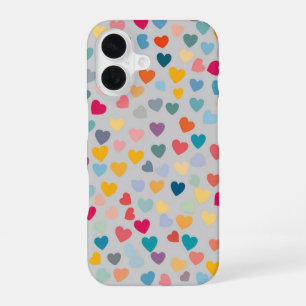Pastel Rainbow Hearts iPhone 16 Case