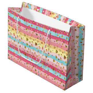 Pastel Rainbow & Hearts Large Gift Bag