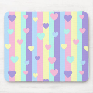 Pastel Rainbow Hearts Mouse Pad