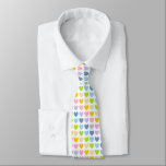 Pastel Rainbow Hearts Tie<br><div class="desc">Abstract digital rows of pastel rainbow coloured hearts against a white background. Colours include pink,  gold,  ecru,  lime green,  pastel blue,  blue grey and lavender.</div>