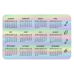 Pastel Rainbow Holographic   2021 Calendar Magnet