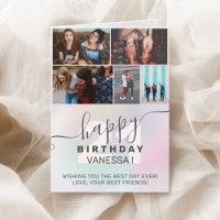 Pastel rainbow holographic birthday photos grid