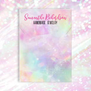 Pastel Rainbow Holographic Crystal Jewellery Displ Business Card