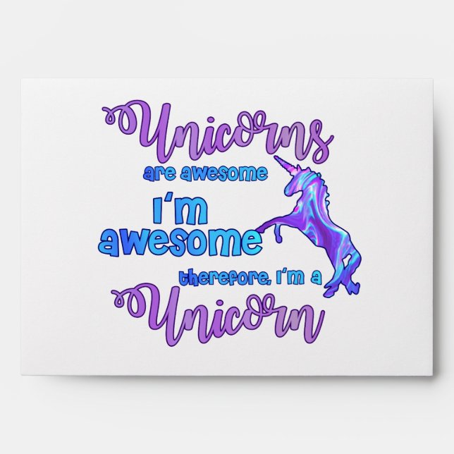 Pastel Rainbow I'm A Unicorn Envelopes (Front)