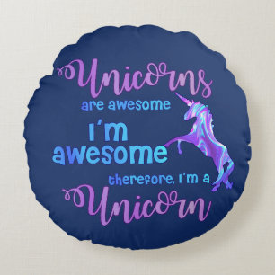 Pastel Rainbow I'm A Unicorn Round Cushion