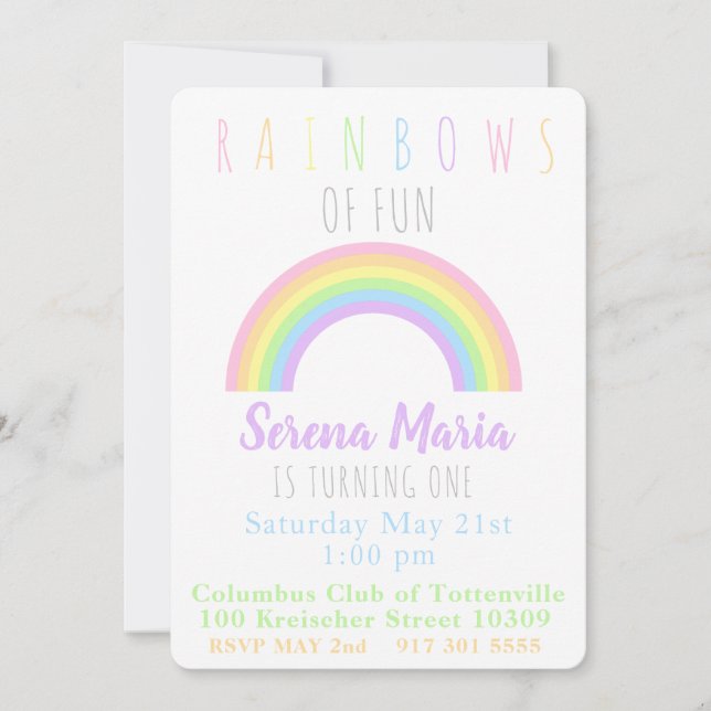 Pastel Rainbow Invitation (Front)
