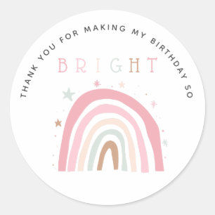 Pastel Rainbow Kids Birthday So Bright Favour Classic Round Sticker