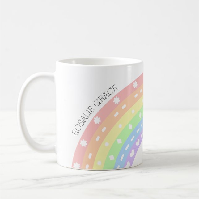 Pastel Rainbow Kids Name Mug – Girls Personalised  (Left)