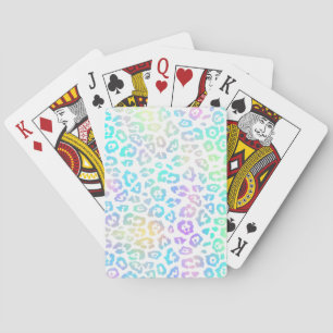 Pastel Rainbow Leopard Pattern Playing Cards