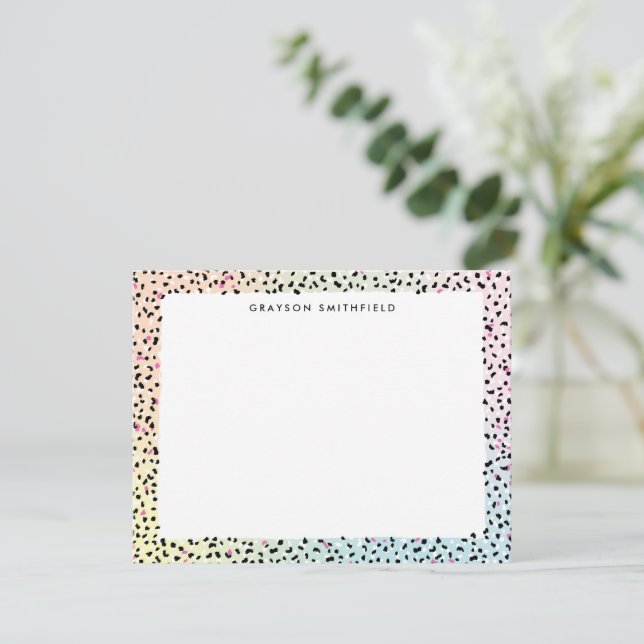 Pastel Rainbow Leopard Personal Stationery Card (Standing Front)